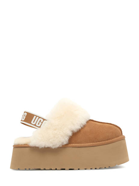 Slippers With Straps Funkette In Leather Ugg Brown women 1113474