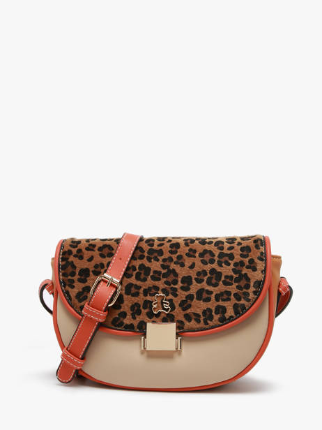 Sac Bandoulière Leopard Lulu castagnette Marron leopard TURENNE