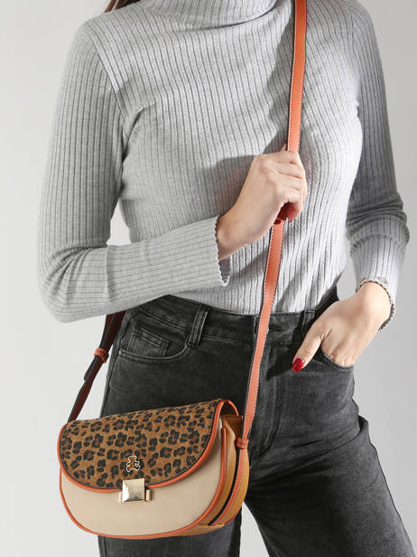 Sac Bandoulière Leopard Lulu castagnette Marron leopard TURENNE vue secondaire 1