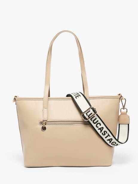 Sac Porté épaule Logo Lulu castagnette Beige logo YZEURE vue secondaire 4