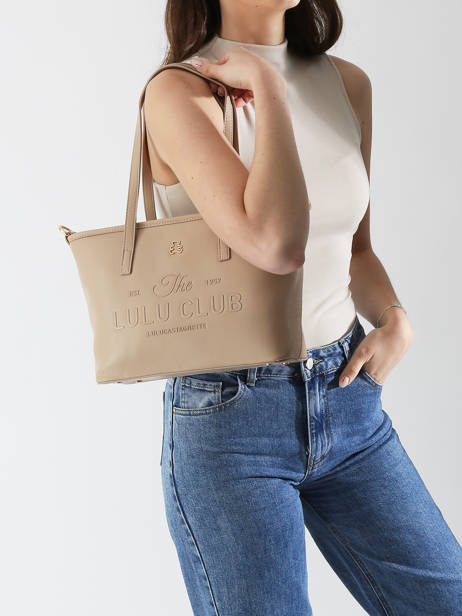 Sac Porté épaule Logo Lulu castagnette Beige logo YZEURE vue secondaire 1