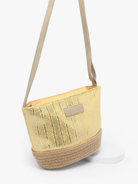 Crossbody Bag Irisé Raffia Le voyage en panier Yellow guimauve PM289 other view 2