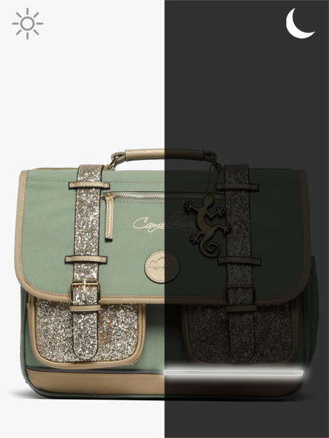 Satchel For Kids 3 Compartments Cameleon Green vintage fantasy CA41 other view 8
