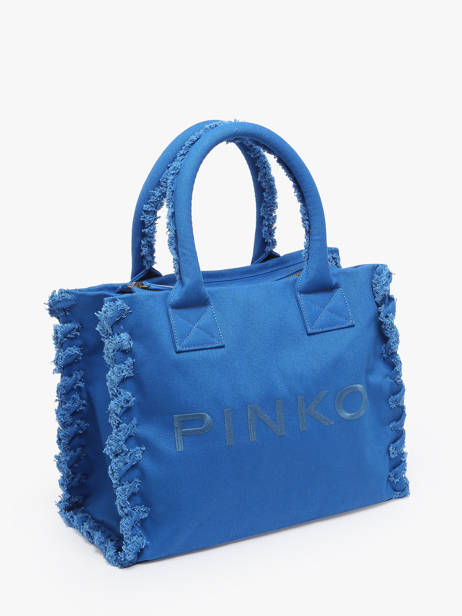 Shoulder Bag Logo Shopper Cotton Pinko Blue logo shopper A1WQ other view 1