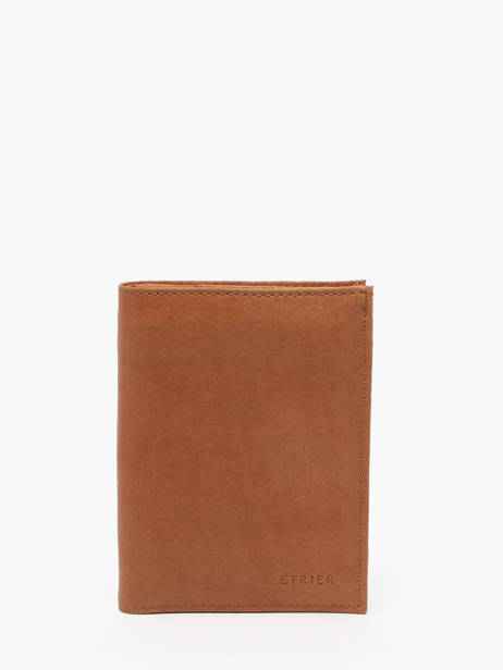 Leather Wallet Oil Etrier Brown oil EOIL140