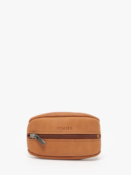 Leather Coin Purse Oil Etrier Brown oil EOIL043