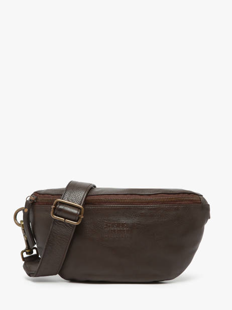 Leather Cow Belt Bag Basilic pepper Brown cow BCOW55