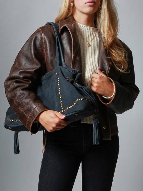 Shoulder Bag Houston Leather Basilic pepper Blue houston BHOU80 other view 1