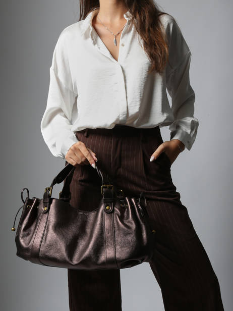 Shoulder Bag Gun Metal Leather Gerard darel Brown gun metal DCS01446 other view 1