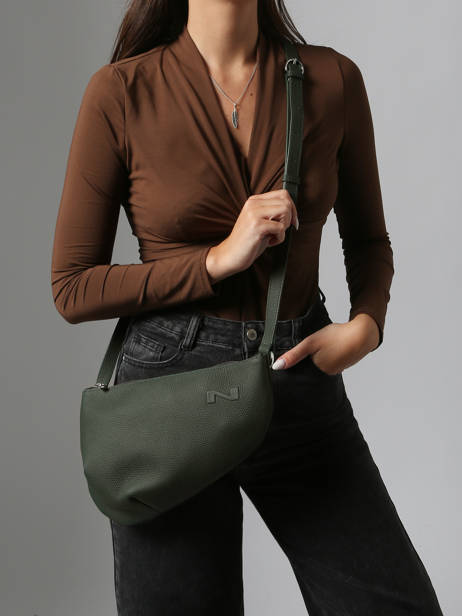 Leather Crossbody Bag Large City Perle Nathan baume Green n city 1 other view 1