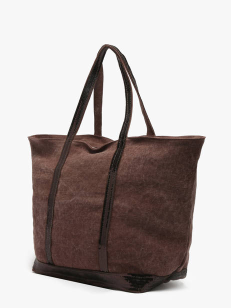 Le Cabas L Lin Paillettes Vanessa bruno Marron cabas lin 31V40409 vue secondaire 2