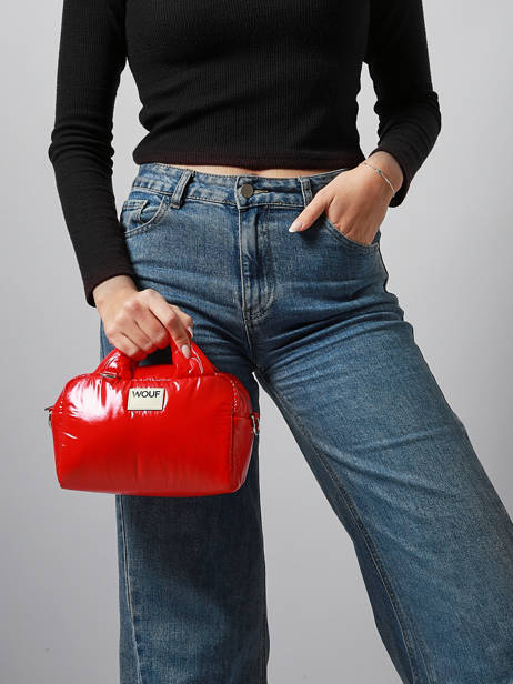 Shoulder Bag Glossy Recycled Polyester Wouf Red glossy BB250026 other view 1